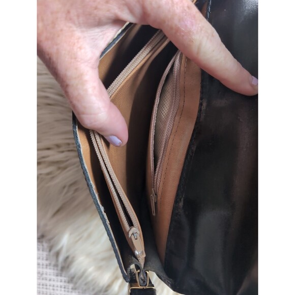 Gianni Firenze Small Mini Two-toned Black Crossbody Italian Leather Handbag Long - Picture 7 of 16